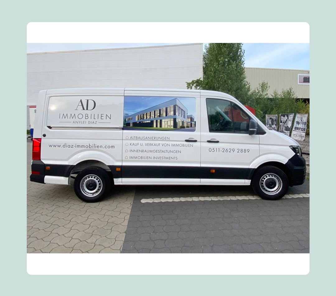 Fahrzeugbeschriftung Anylei Diaz Immobilien
