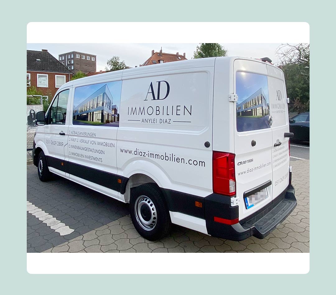 Fahrzeugbeschriftung Anylei Diaz Immobilien